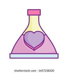 happy valentines day, elixir bottle heart love cartoon vector illustration