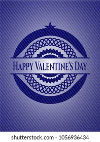  Happy Valentine's Day emblem with denim texture