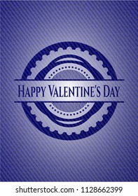 Happy Valentine's Day emblem with denim texture