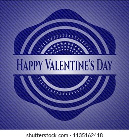 Happy Valentine's Day emblem with denim high quality background