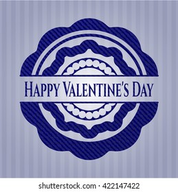 Happy Valentine's Day emblem with denim high quality background