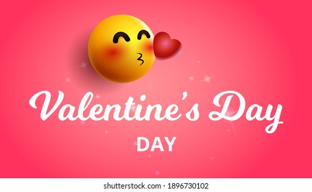 Happy Valentines Day with emoji.  vector illustration.