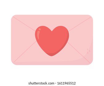 happy valentines day envelope heart love messsage vector illustration