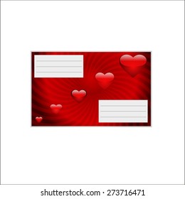 Happy Valentines Day envelope with heart ready to ship, vector