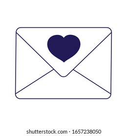 happy valentines day, envelope mail heart cartoon vector illustration line style