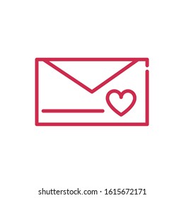 happy valentines day envelope message heart love vector illustration red line design