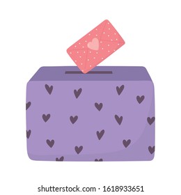 happy valentines day, envelope message in box with hearts love celebration vector illustration