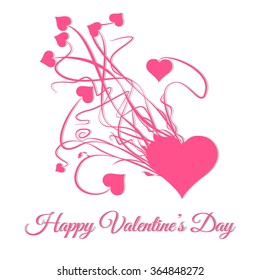 Happy valentine's day. Explode of heart. Pink. Vector illustration