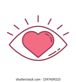 happy valentines day eye human with heart icon vector illustration design