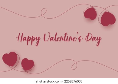 Happy Valentine's Day February 14 abstract illustration with flying hearts and ribbon greeting card, flyer, poster.