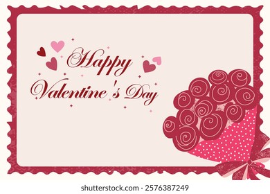 Happy Valentine's Day! February 14. vector cute illustrations of a bouquet of flowers.