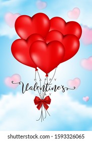 Happy Valentine's Day festive background. Vector illustration with realistic red and white. Wallpaper, flyers, invitation, posters, brochure, banners.