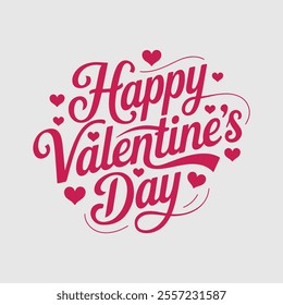 Happy Valentine's Day with Festive Pink Hearts