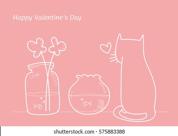 Happy Valentine's Day Fish and Cats