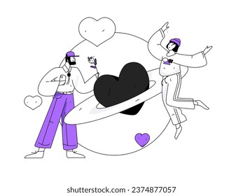 Happy Valentine's Day flat character vector concept business hand drawn illustration
