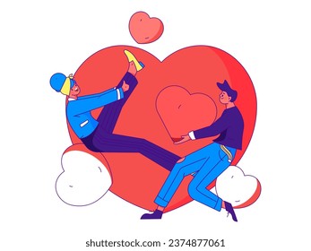 Happy Valentine's Day flat character vector concept business hand drawn illustration
