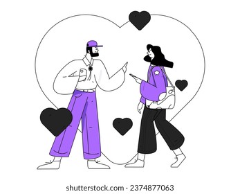 Happy Valentine's Day flat character vector concept business hand drawn illustration
