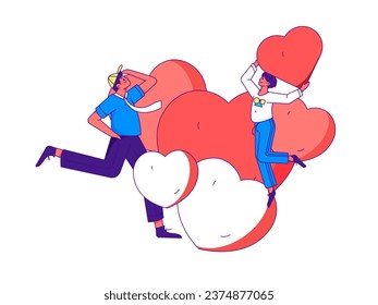 Happy Valentine's Day flat character vector concept business hand drawn illustration
