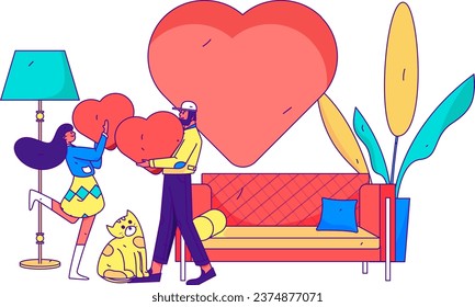 Happy Valentine's Day flat character vector concept business hand drawn illustration
