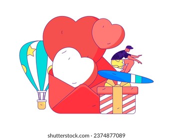 Happy Valentine's Day flat character vector concept business hand drawn illustration
