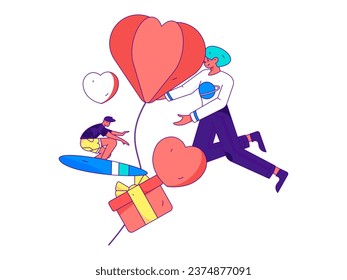 Happy Valentine's Day flat character vector concept business hand drawn illustration

