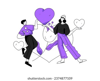 Happy Valentine's Day flat character vector concept business hand drawn illustration
