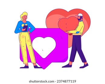 Happy Valentine's Day flat character vector concept business hand drawn illustration
