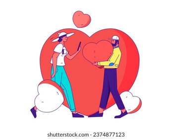 Happy Valentine's Day flat character vector concept business hand drawn illustration
