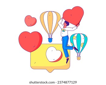 Happy Valentine's Day flat character vector concept business hand drawn illustration
