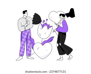 Happy Valentine's Day flat character vector concept business hand drawn illustration
