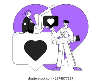 Happy Valentine's Day flat character vector concept business hand drawn illustration
