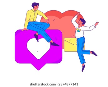 Happy Valentine's Day flat character vector concept business hand drawn illustration
