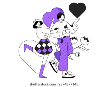 Happy Valentine's Day flat character vector concept business hand drawn illustration
