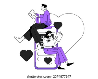 Happy Valentine's Day flat character vector concept business hand drawn illustration
