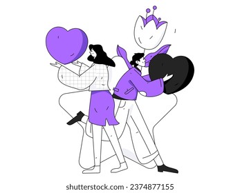 Happy Valentine's Day flat character vector concept business hand drawn illustration
