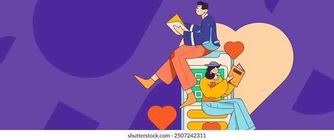 Happy Valentine's Day flat character vector concept business hand drawn illustration
