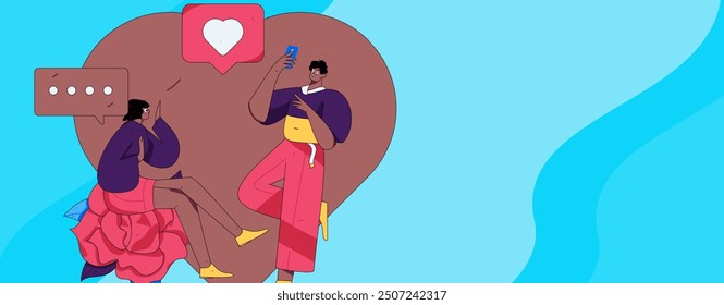 Happy Valentine's Day flat character vector concept business hand drawn illustration
