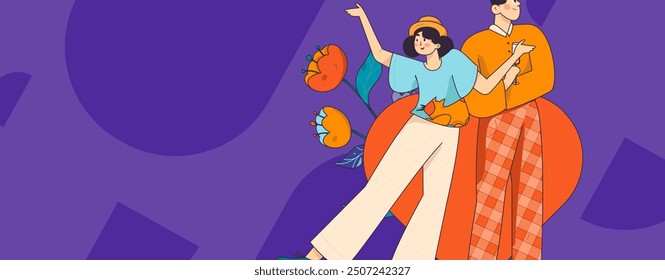 Happy Valentine's Day flat character vector concept business hand drawn illustration
