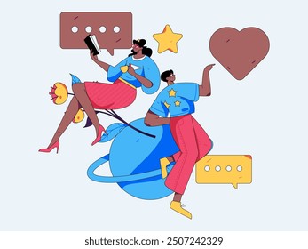 Happy Valentine's Day flat character vector concept business hand drawn illustration
