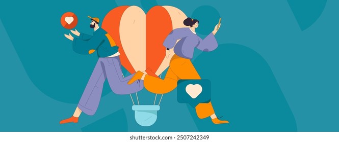 Happy Valentine's Day flat character vector concept business hand drawn illustration
