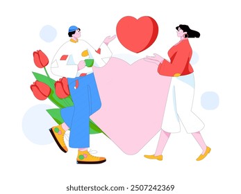 Happy Valentine's Day flat character vector concept business hand drawn illustration
