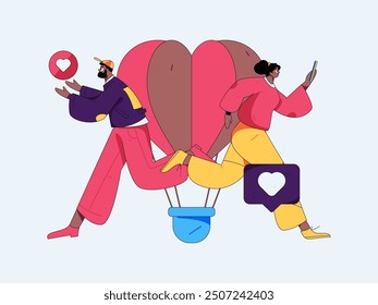 Happy Valentine's Day flat character vector concept business hand drawn illustration
