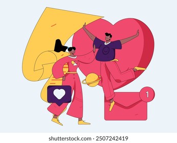 Happy Valentine's Day flat character vector concept business hand drawn illustration
