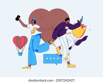Happy Valentine's Day flat character vector concept business hand drawn illustration
