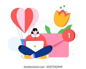 Happy Valentine's Day flat character vector concept business hand drawn illustration
