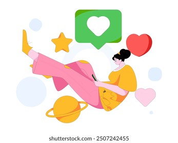 Happy Valentine's Day flat character vector concept business hand drawn illustration
