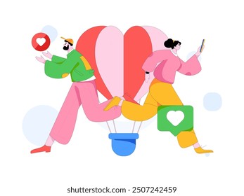 Happy Valentine's Day flat character vector concept business hand drawn illustration
