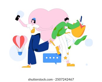 Happy Valentine's Day flat character vector concept business hand drawn illustration
