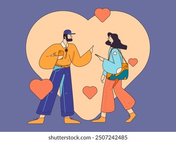 Happy Valentine's Day flat character vector concept business hand drawn illustration
