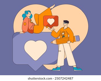Happy Valentine's Day flat character vector concept business hand drawn illustration
